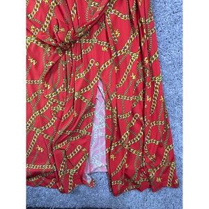 Michael Kors Red Gold Chain‎ Link Halter Neck Maxi Dress Plus Size 3X NWT